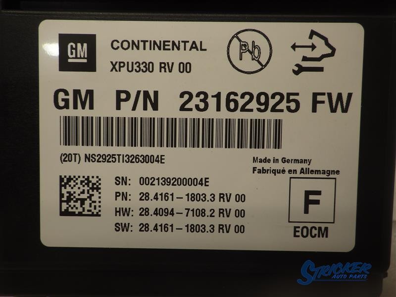 Cadillac XTS 2014 Collision Avoidance Control Module Driver Assist 23162925 749