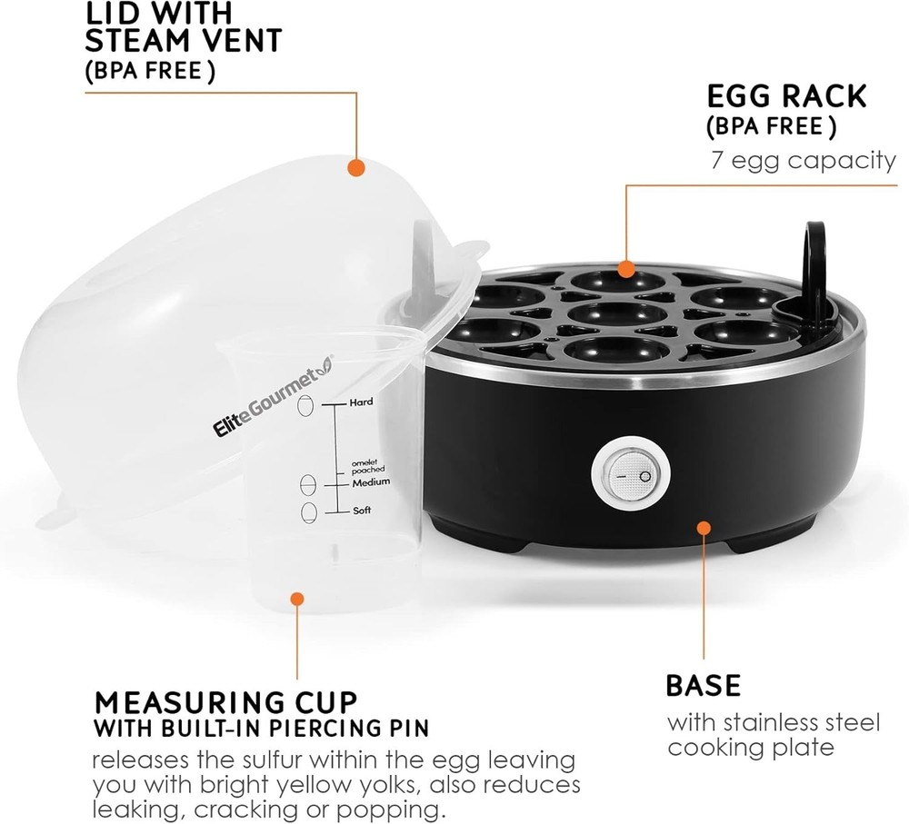 Easy Egg Cooker Electric 7-Egg Capacity, Soft, Medium, Hard-Boiled Egg Cooker...