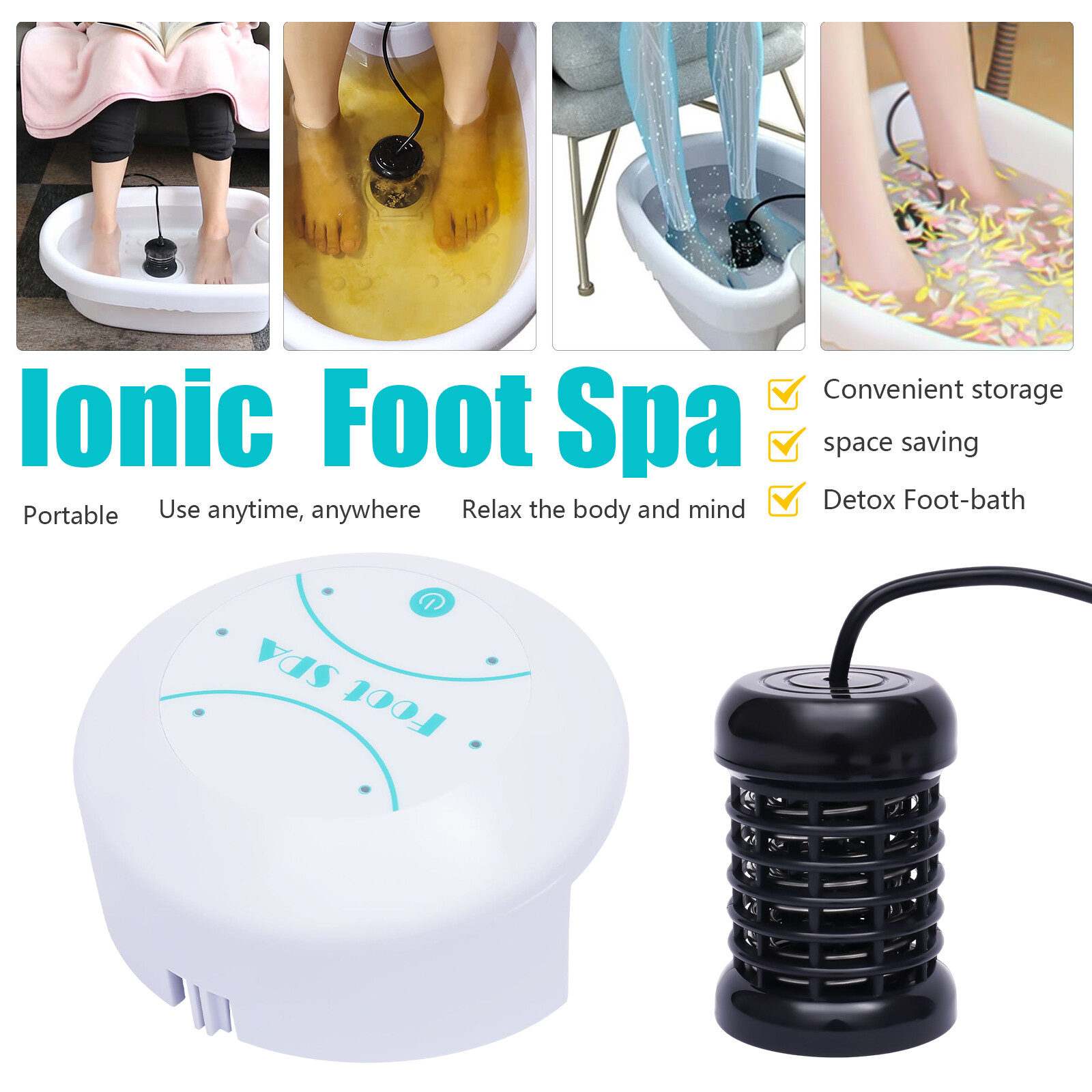 Ionic Detox Foot Bath Spa Machine Portable Salon Ion Aqua Foot Bath Beauty Kit!