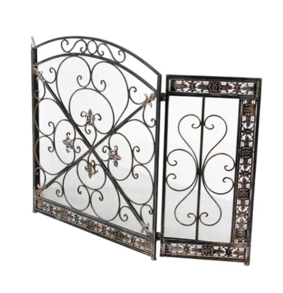 3 Panel Fireplace Screen Iron