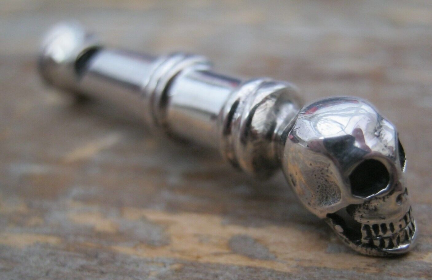 Fabulous Memento Mori Skull Whistle Made In Solid Silver And Stamped 925