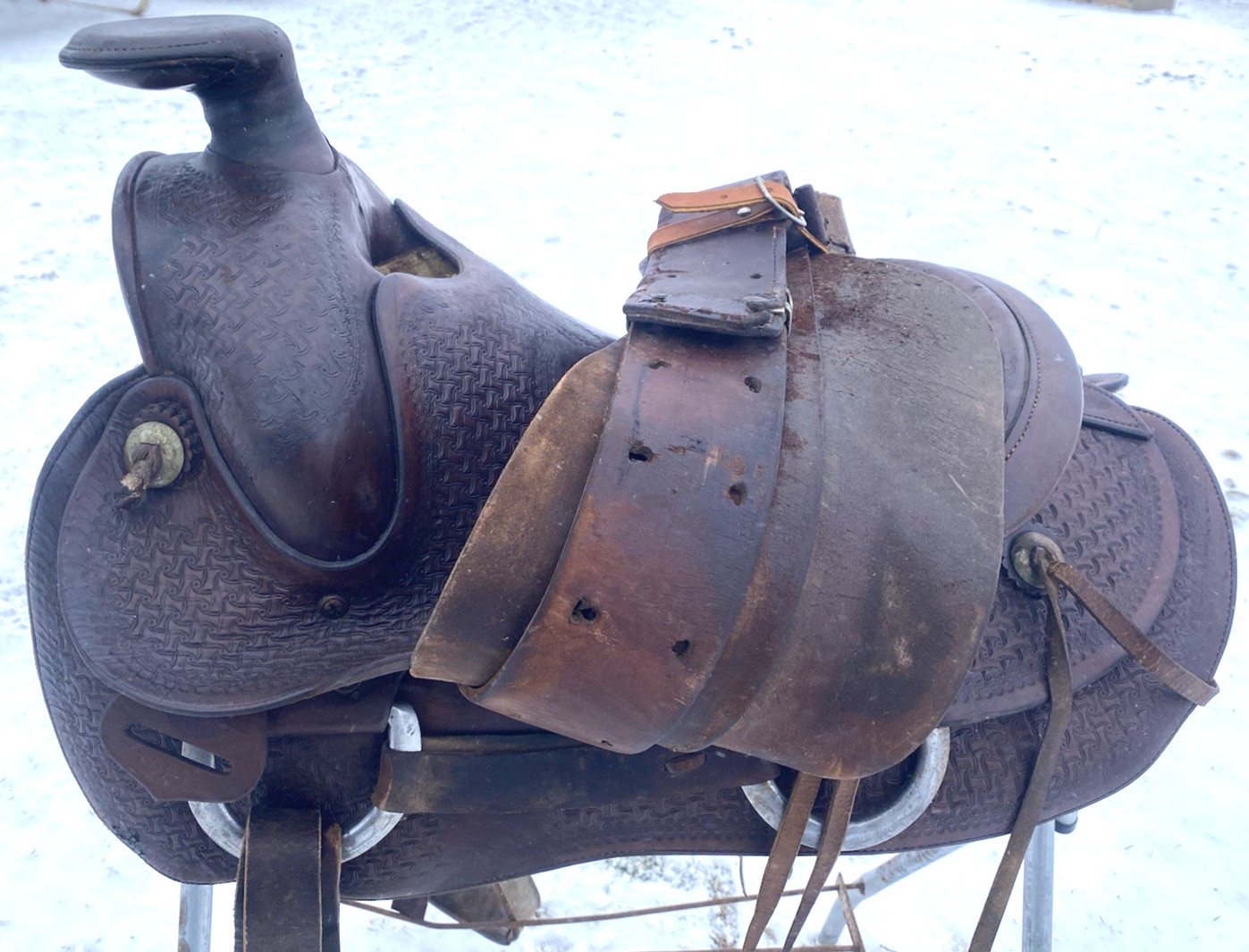 Antique/Vintage 14.5" Texas Tanning / TexTan slick seat roping saddle