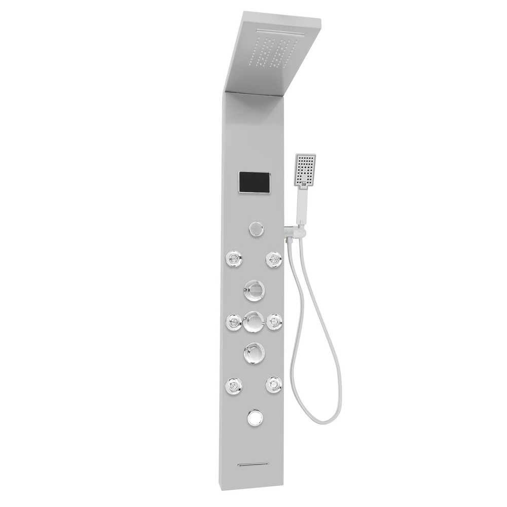 White Shower Panel With Waterfall / Rainfall Overhead Shower+Handheld Shower NEW