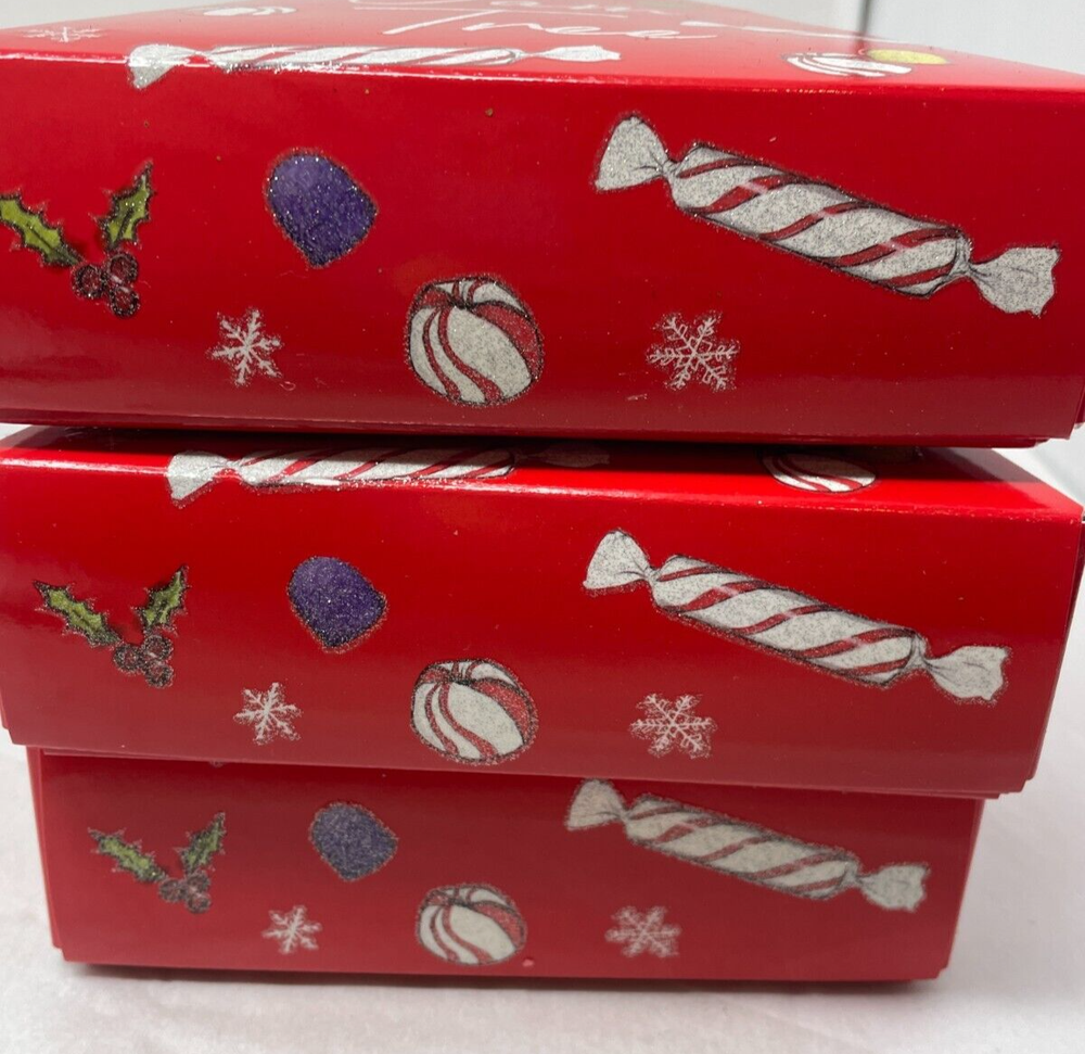 (3) EMPTY Christmas Tree Shape Gift Boxes Stonewall Kitchen 8" x 6"