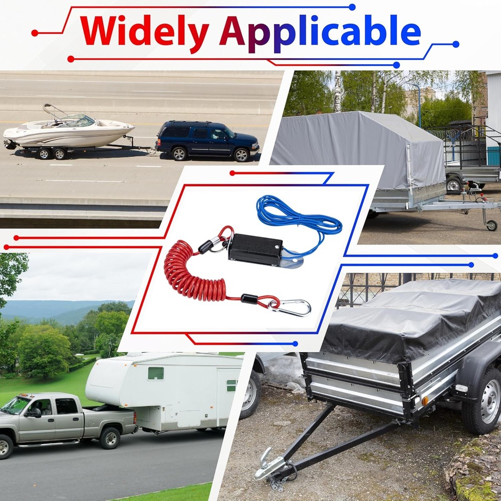 6ft Trailer Breakaway Switch, Breakaway Coiled Cable with Electric Brake Switch