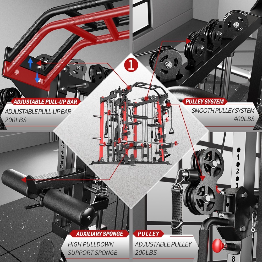 Smith Machine, Multi-Function Strength Training Cage, Suitable for Home Gyms