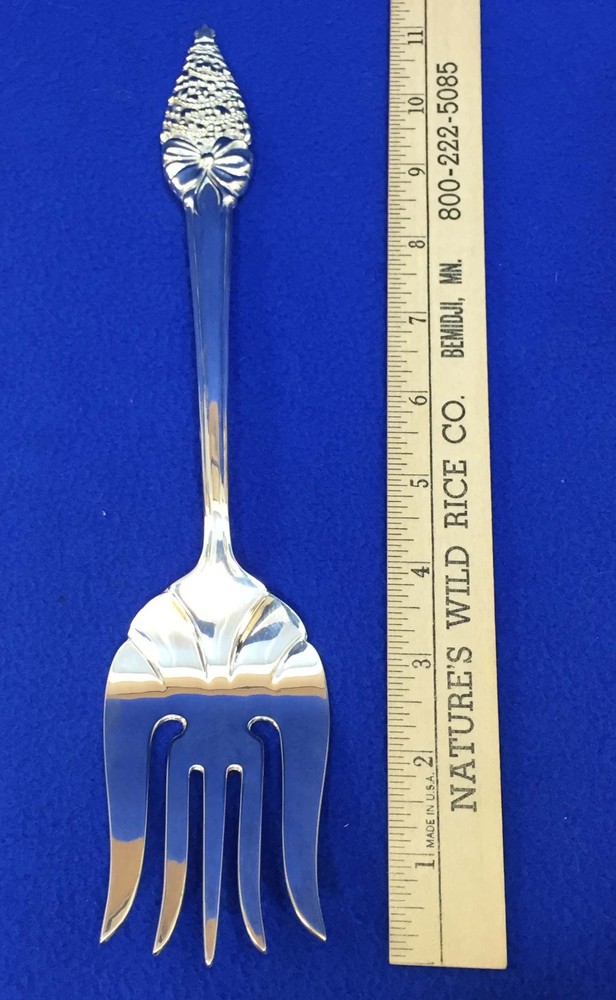 Meat Fork Silverplate Christmas Tree Handle Design Large Serving Holidays