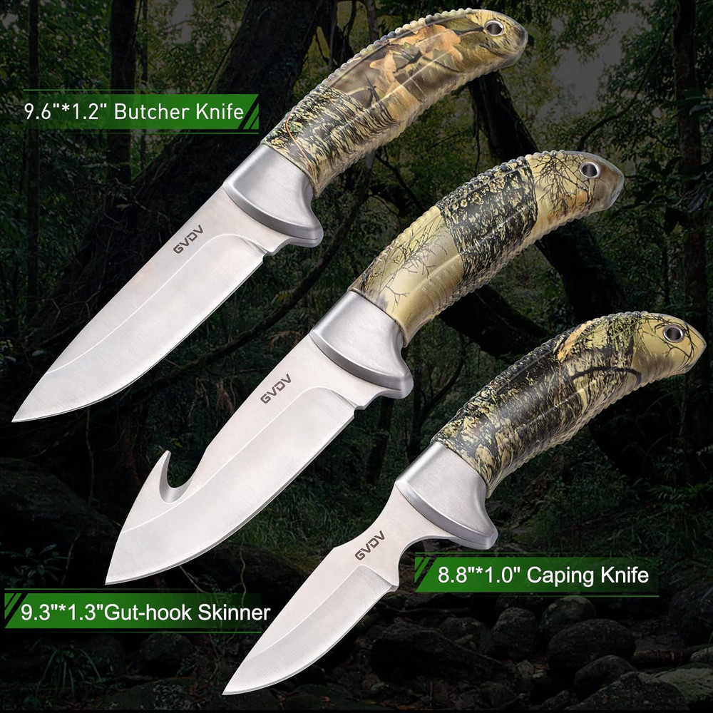 Hunting Knife Set - Deer Field Dressing Kit, Game Processor Set with Gut Hook Sk