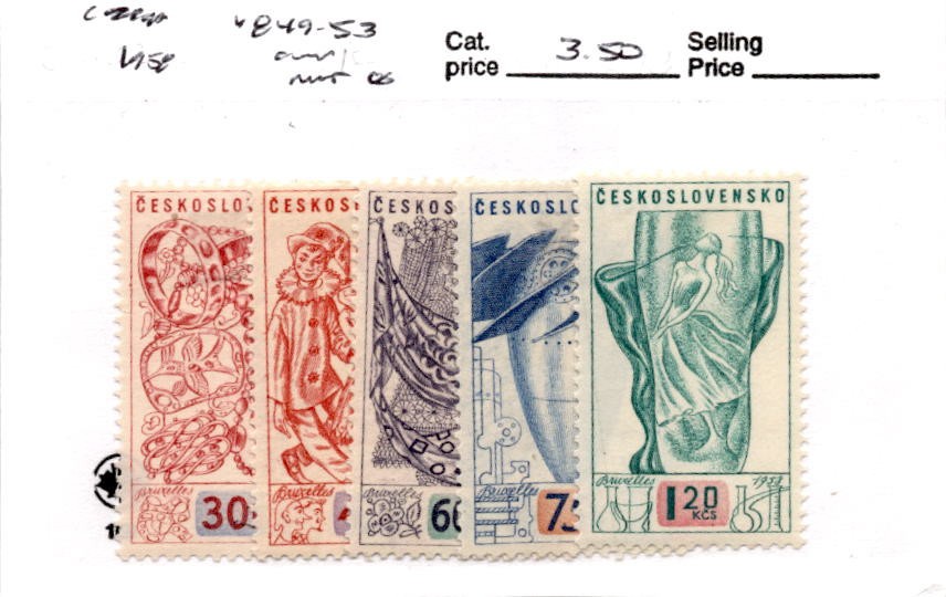 Czechoslovakia Postage Stamp, #849-853 Mint Hinged, 1958