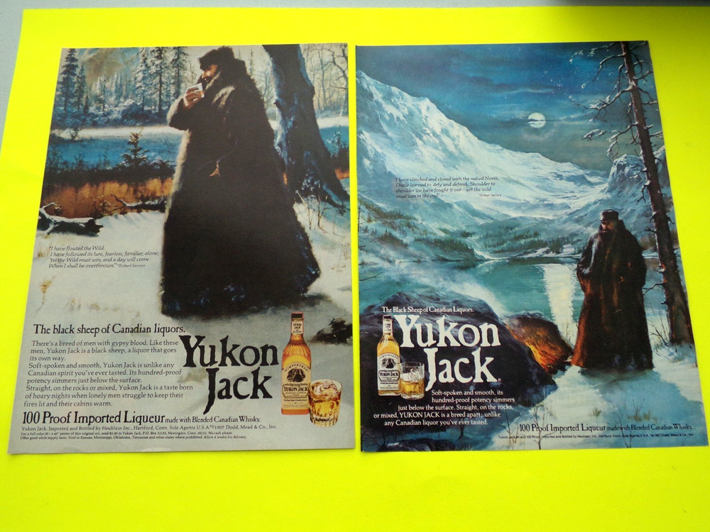 2 Yukon Jack 100 Proof Liqueur Ads