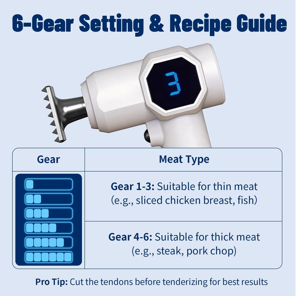Electric Meat Tenderizer Tool, Meat Tenderizer Machine with 4 Speeds, Square ...
