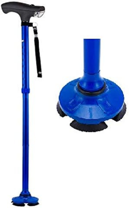 Best Stand up Cane With Light - Foldable - Adjustable - Blue