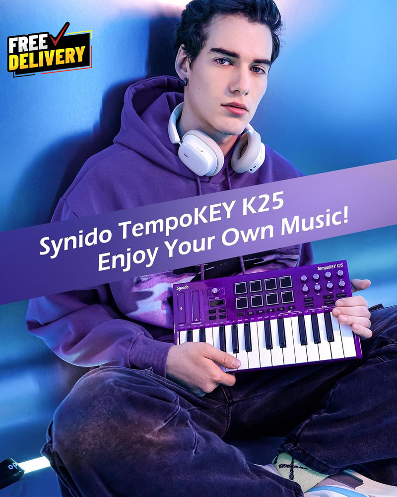 25 Key USB MIDI Keyboard Controller with Drum Pads Professional Mini Midi K.....
