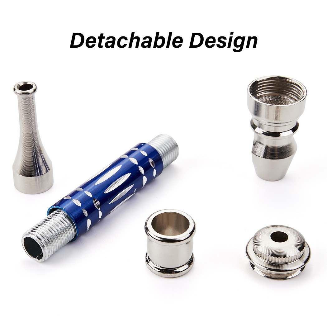 ( 3Pack ) 4.3" Long Metal Pipe Lay Flat Tobacco Smoking Hand Pipes with Caps Lid