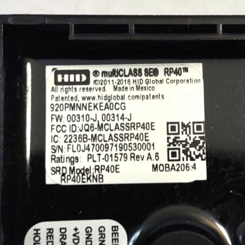 HID multiCLASS SE RP40 Wall Switch Reader RP40E 920PMNNEKEA0CG