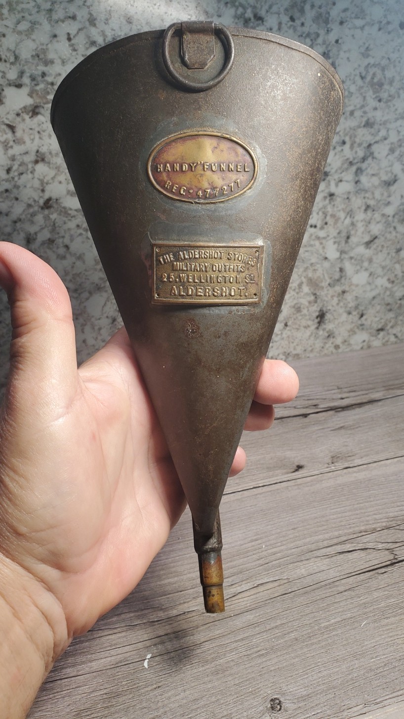 WWI British Trench Lantern Fueling Funnel Handy Funnel Aldershot England