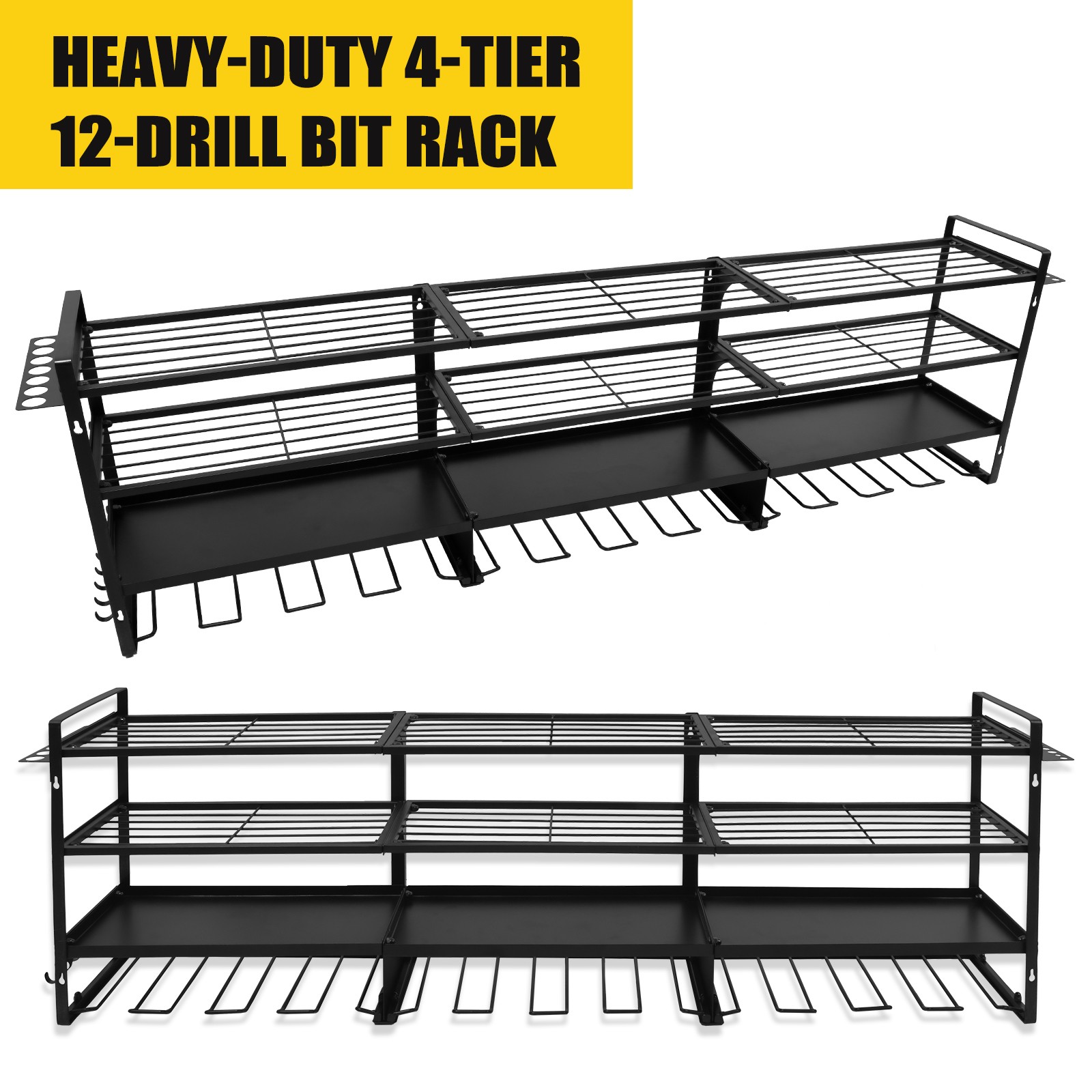 Heavy Duty Power Tool Organizer Wall Mount, Cordless 4 Drill Hanger Storage Rack
