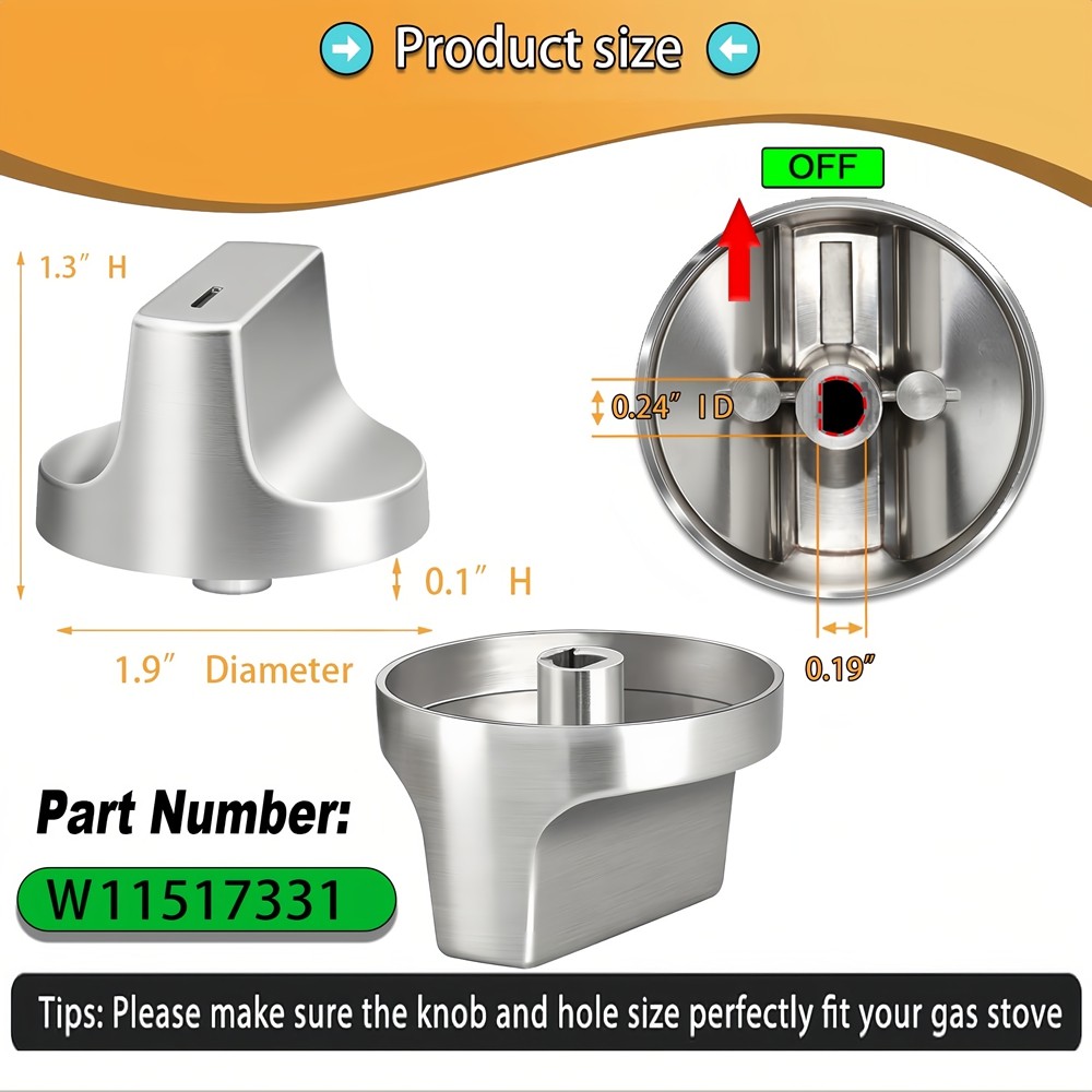 W11517331 for Whirlpool Electric Range Knobs Replace W10850027 W11117415 (4pcs)