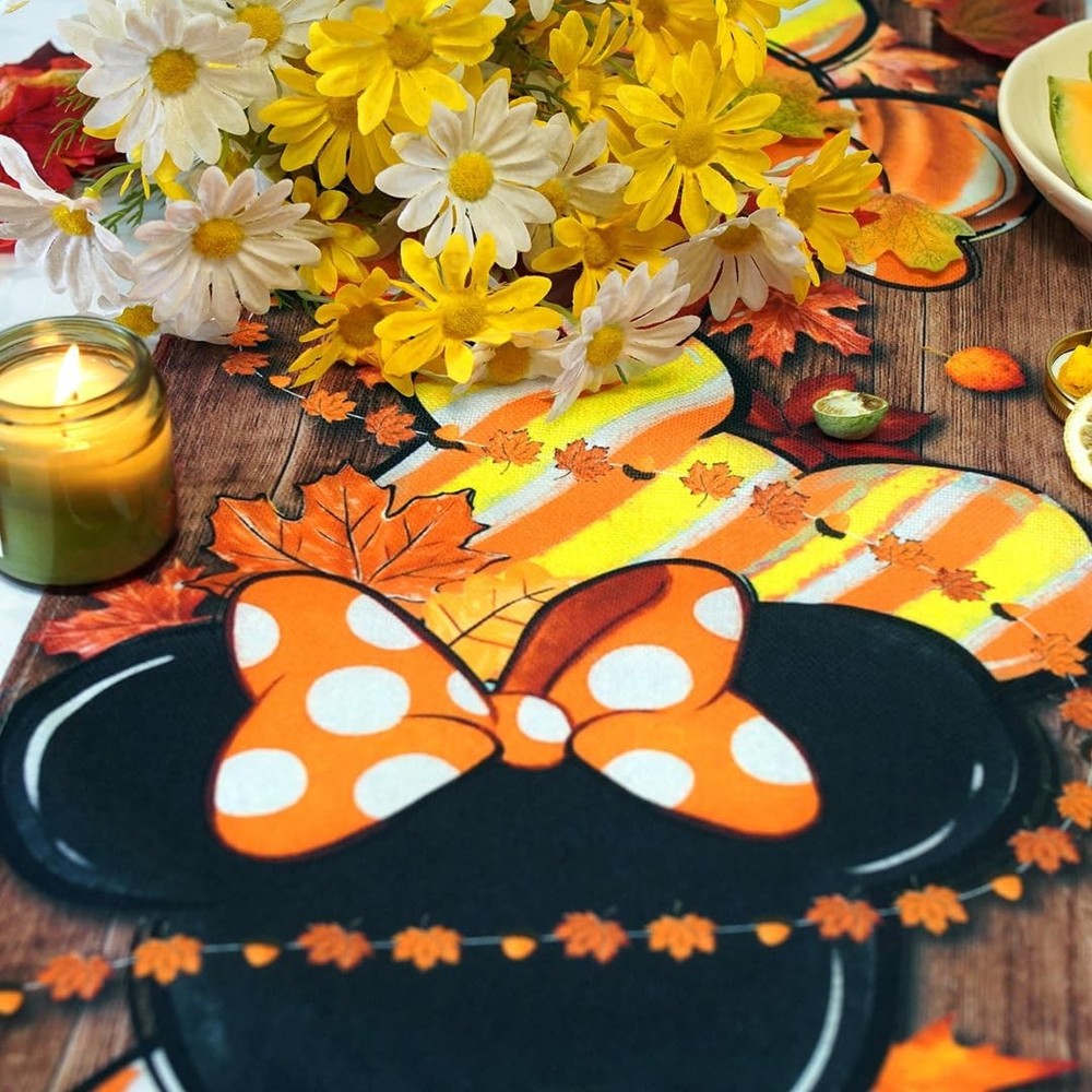 Fall Table Runner Cartoon Mouse Tablecover Autumn Mouse Table Runner Fall Aut...
