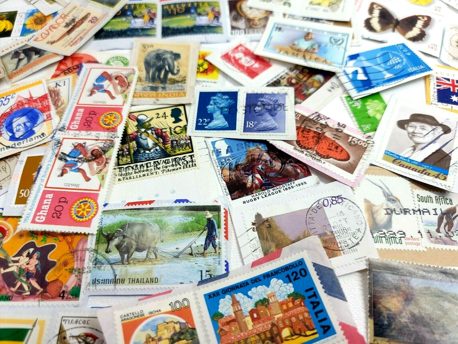 QUARTER POUND of FOREIGN Stamp KILOWARE Mix ON Paper