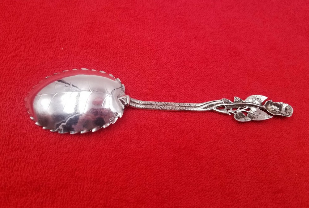 800 Silver Christoph Widmann Hildesheim Rose & Leaf Serving Spoon 7 1/2" 36 gms