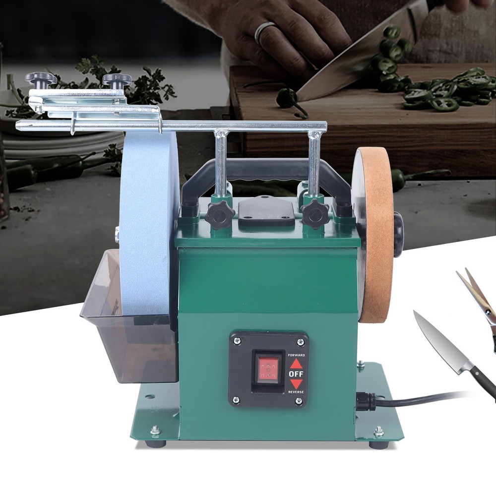 10-Inch Water-Cooled Grinder with Leather-Stropping Wheel for Tool Sharpening