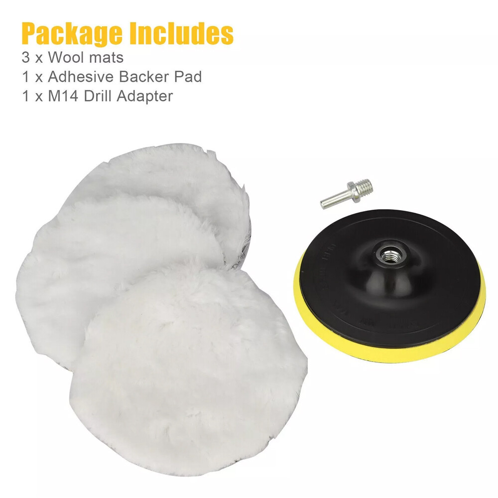 6" Buffing Polishing Pad Wool Wheel Mop Kit For Car Polisher Drill Adapter 5PCS