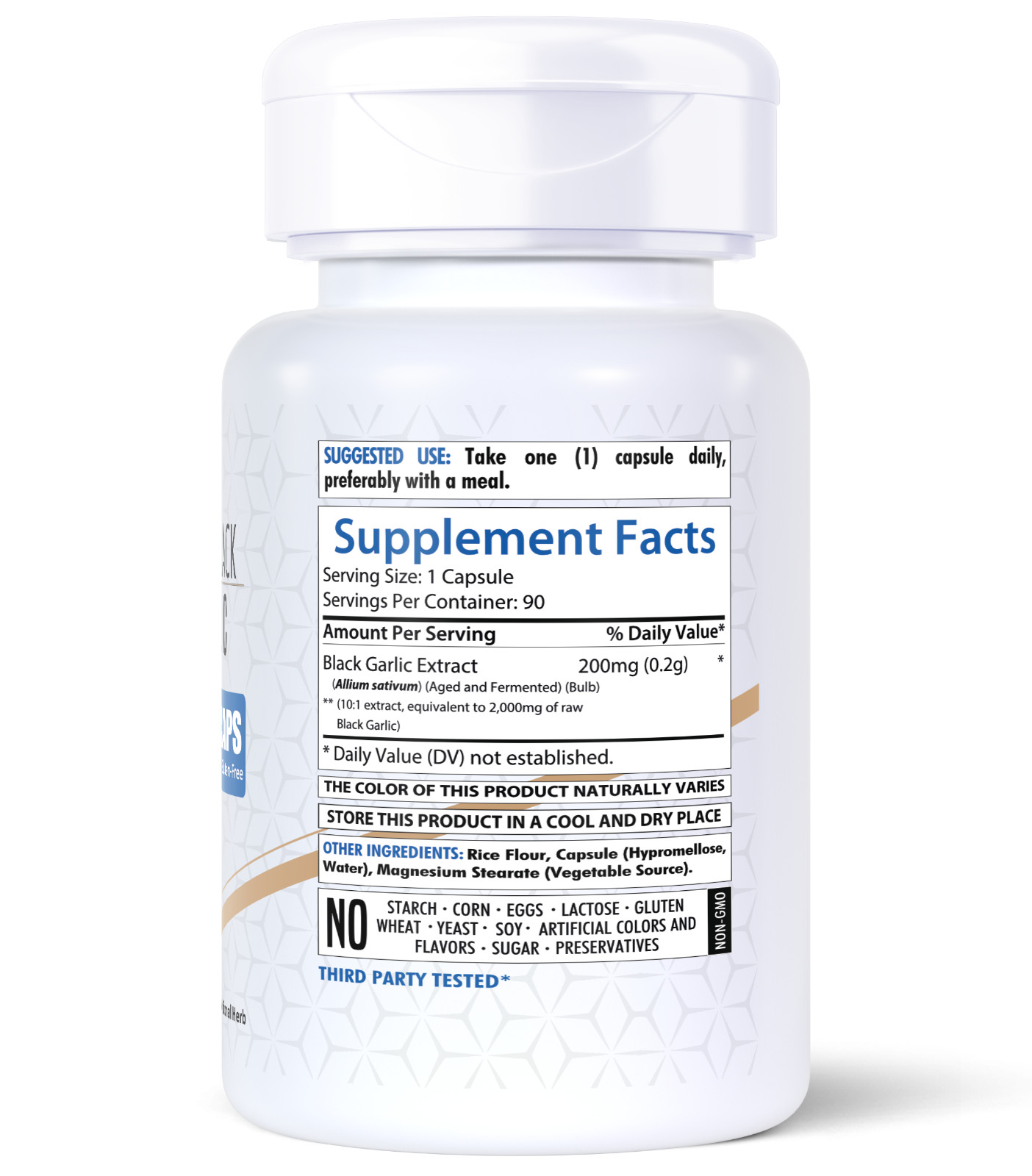 Fermented Black Garlic Extract Dietary Supplement 2000mg 90 Caps