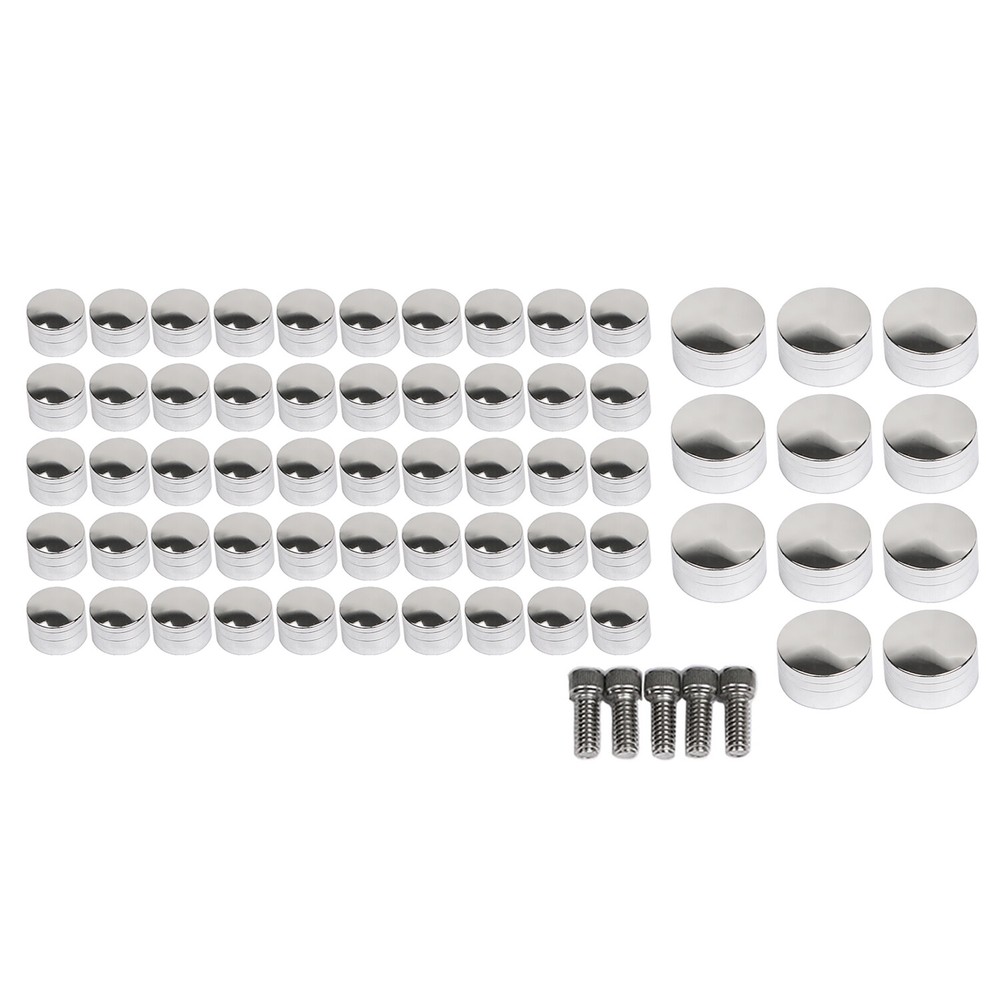 61x Chrome Engine Bolt Topper Cap Covers Screw For Harley Softail Classic FLSTC