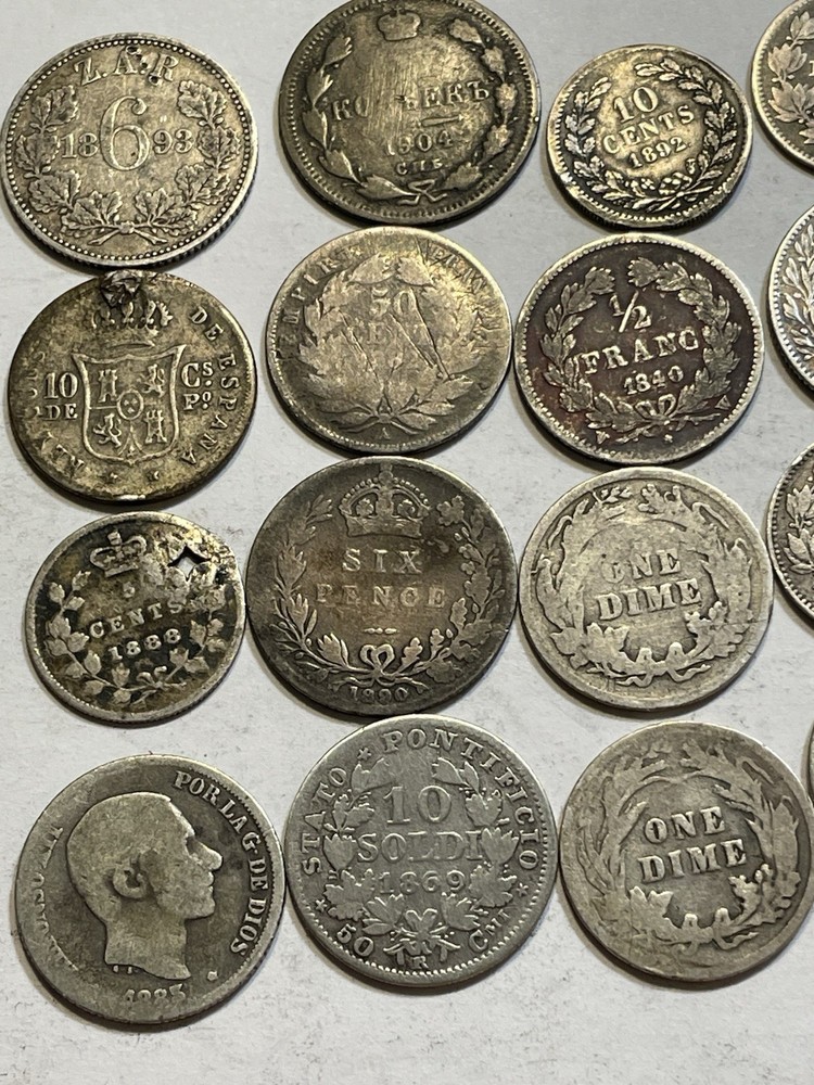 1800’s World Silver Coins - Damaged/Cleaned
