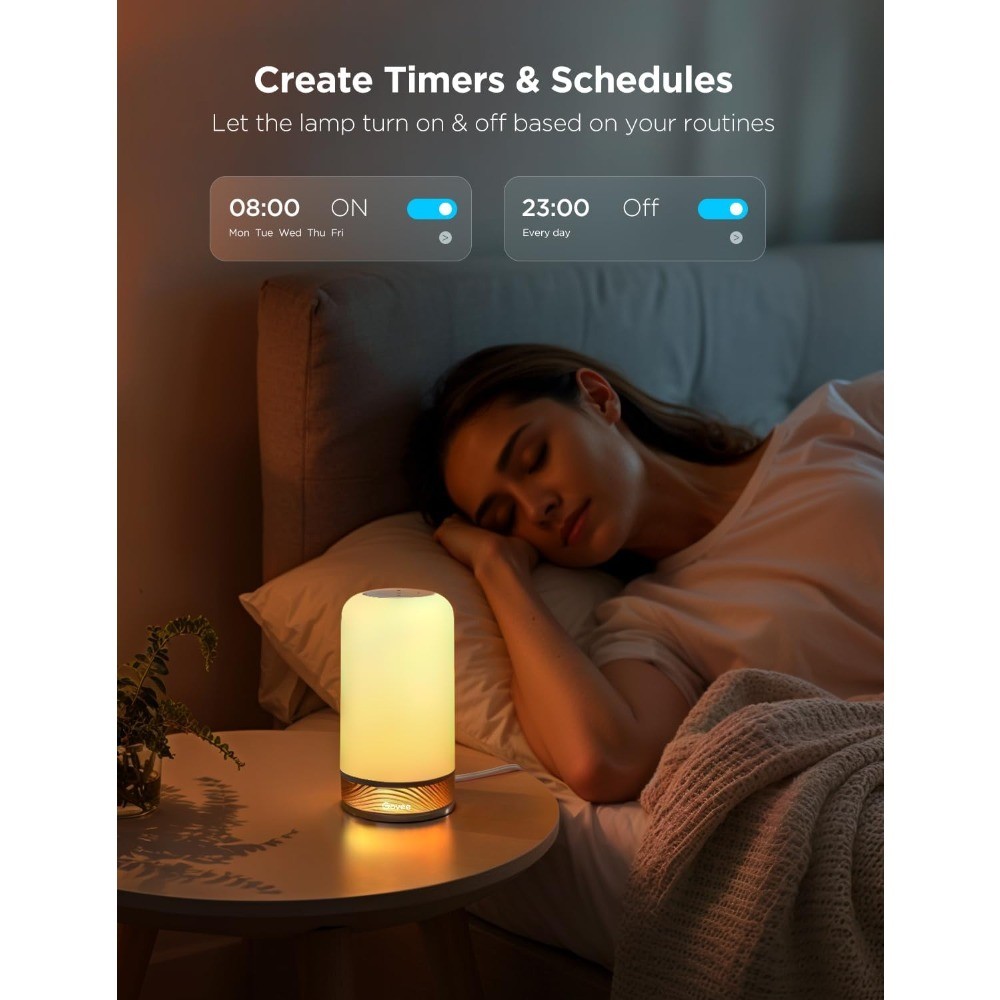 Smart Table Lamp 2, Matter & Alexa Bedside Lamp, Color Changing Dimmable Light