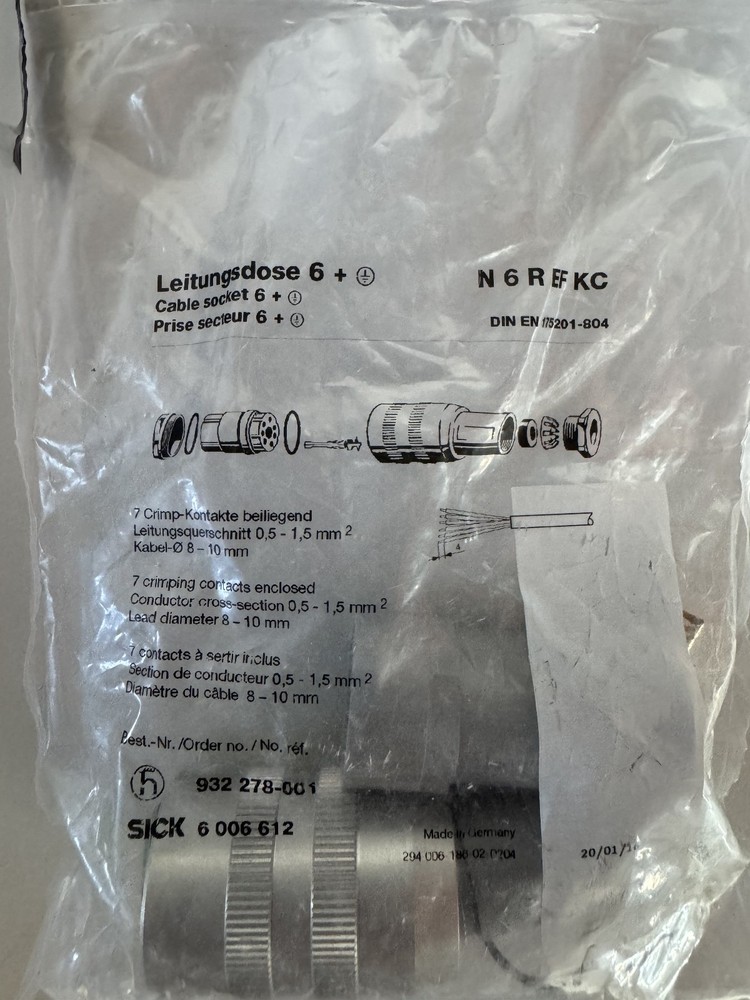 SICK 6006612 Cable Socket N 6 R EF KC