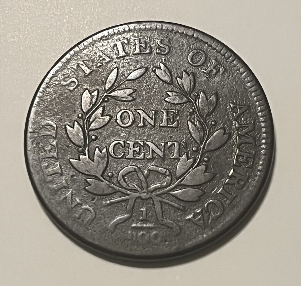 1801 Draped Bust Large cent 1 /0100 corrected fraction , Fine