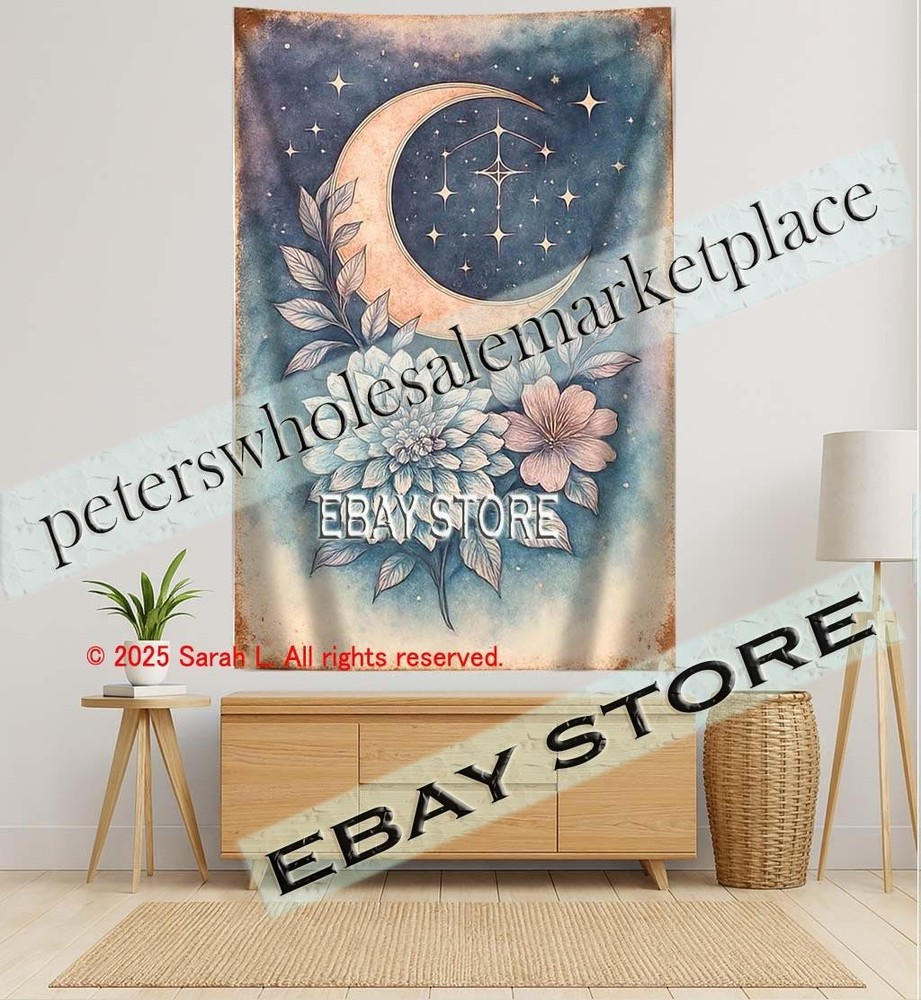 Moon Floral Tranquil s night flower nostalgic 59X82 in