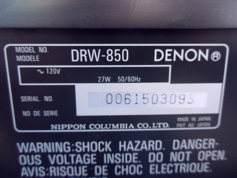 Denon DRW-850 Stereo Double Cassette Tape Deck