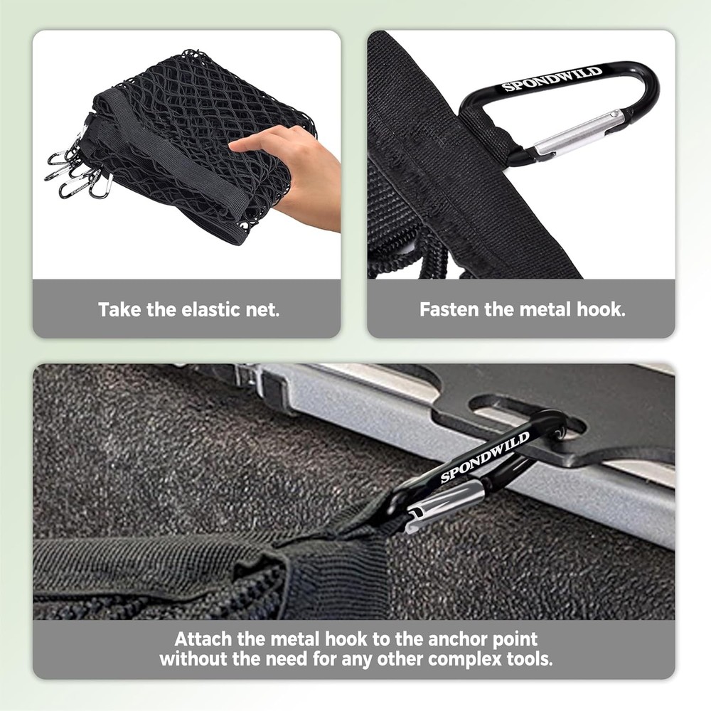 Stretchable Cargo Net with Hooks Adjustable Elastic Trunk Storage Organizer 6 x