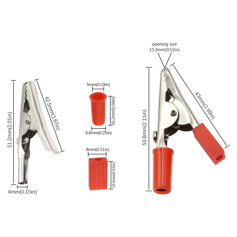 Bulk 10 Pcs Electrical Test Clamps Red Black Handle Metal Alligator Clips Tool