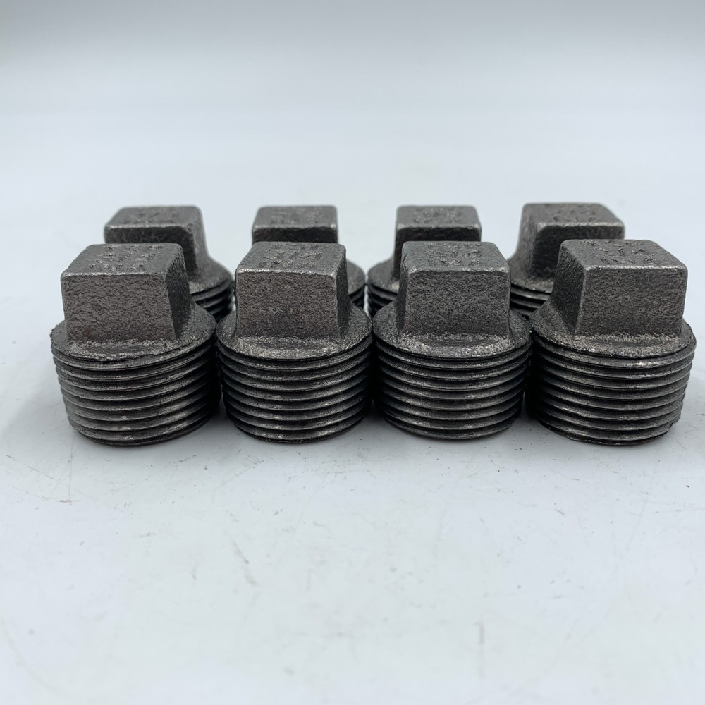 8 Pack 3/4" Black Iron Pipe Plug Square Head