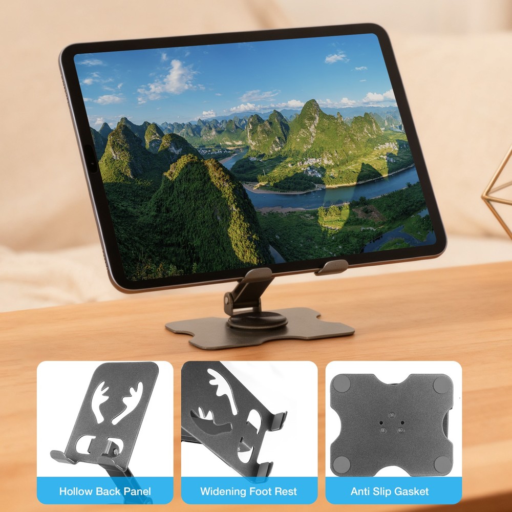 2X Rotating Phone Holder,Fully Adjustable Foldable Desktop Stand Mount for iPad