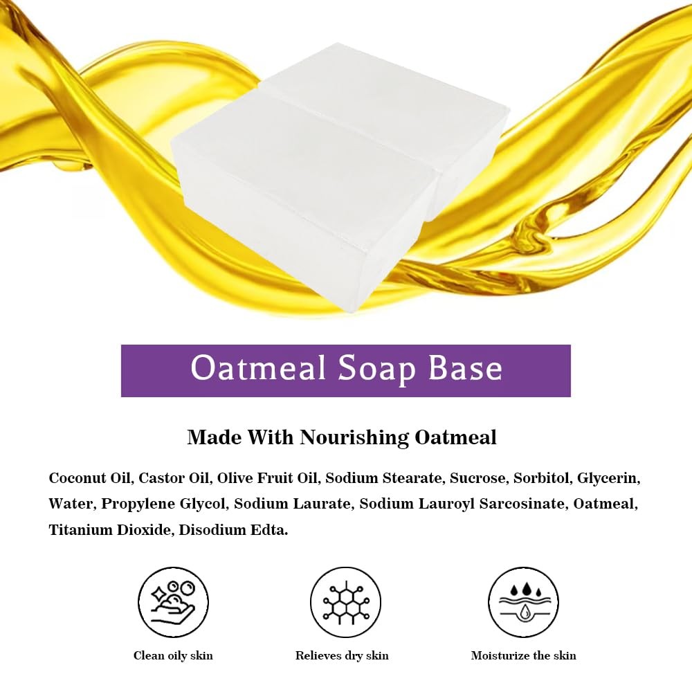 5.2LB Oatmeal Soap Base, DIY Handmade with Oatmeal Milk Melt and Pour Soap for C