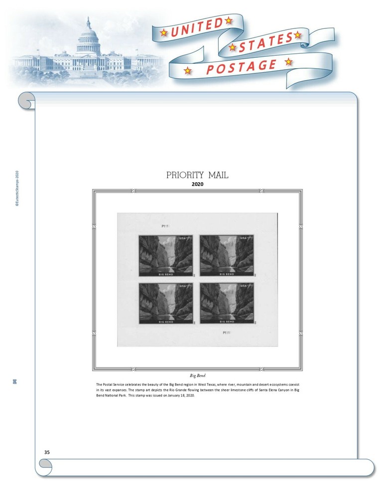 2020 U.S. Regular Issue Plate Block Supplement (White Ace Alternative)