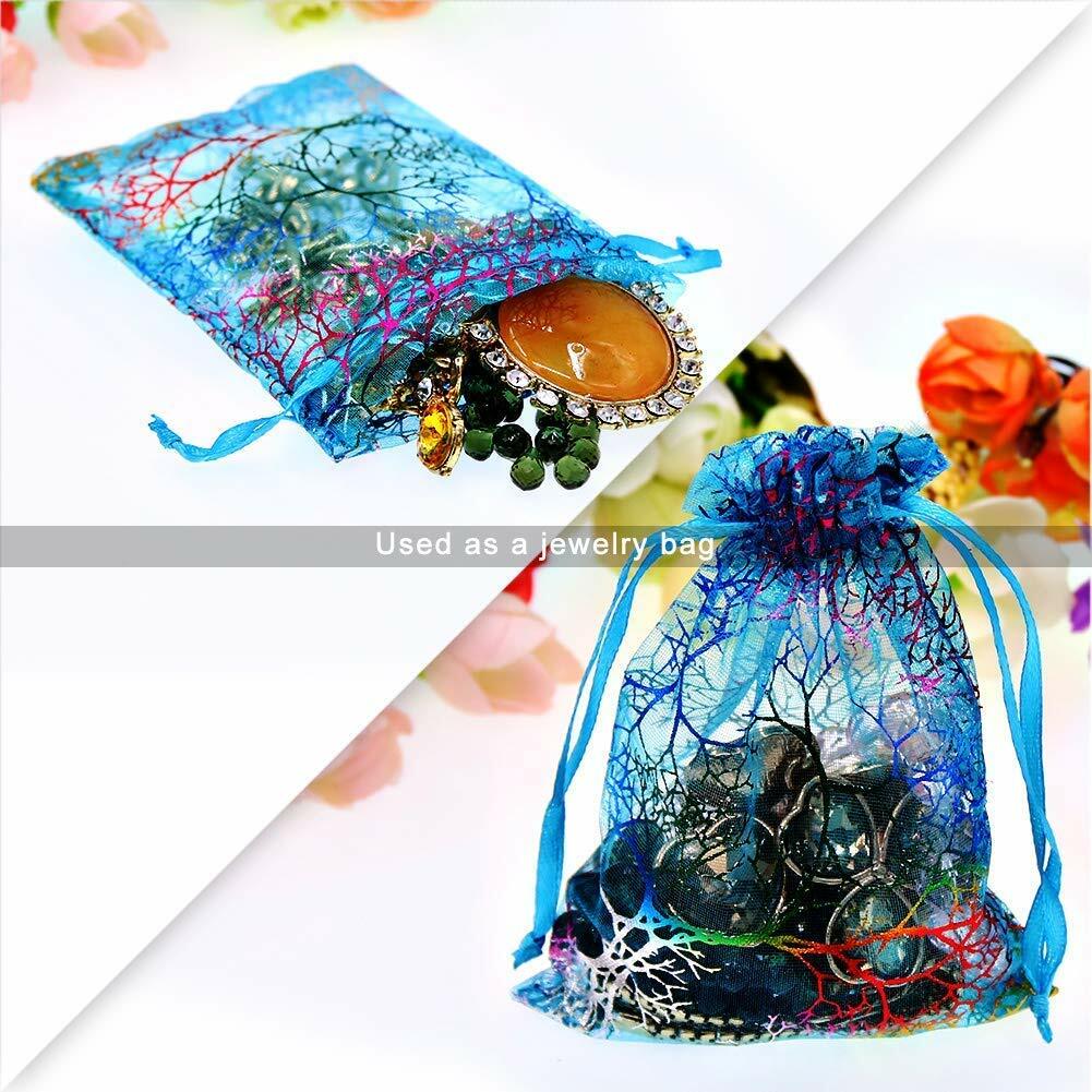 50/100Pcs Sheer Coralline Organza Gift Bags Jewelry Pouches Party Wedding Favor