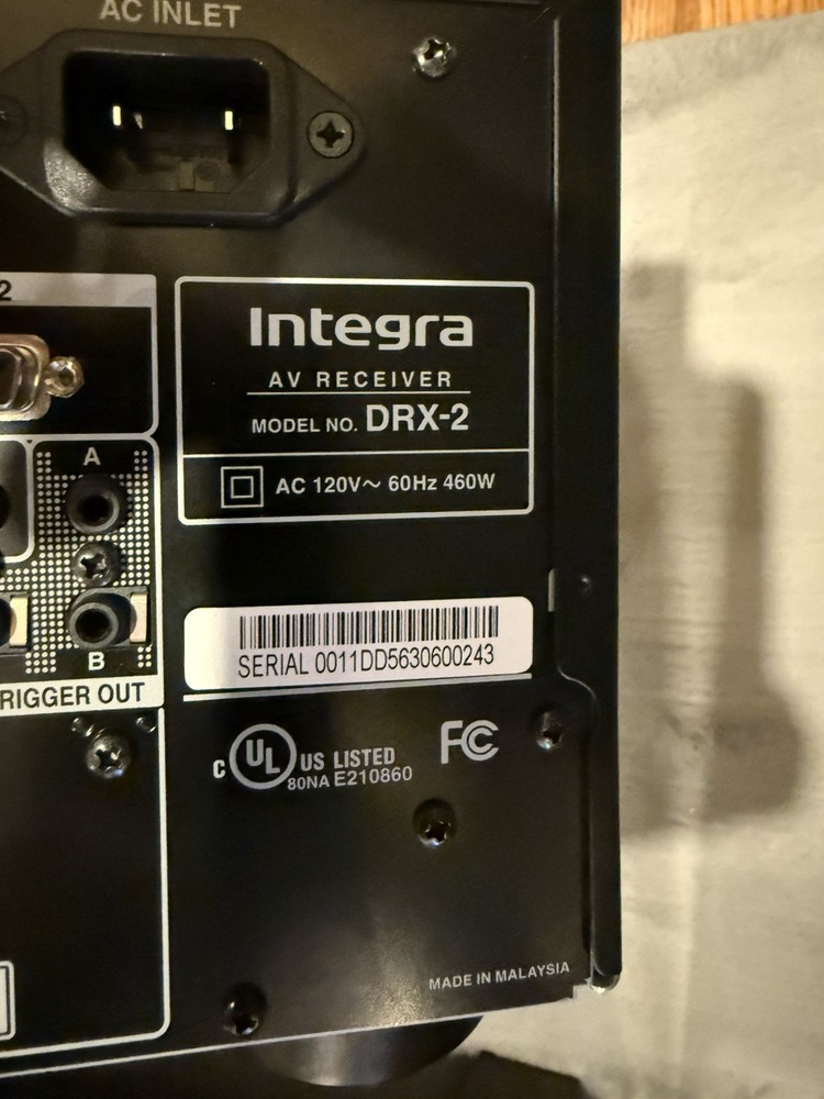 Integra DRX-2 A/V Receiver 7.2 Channel - Great condition