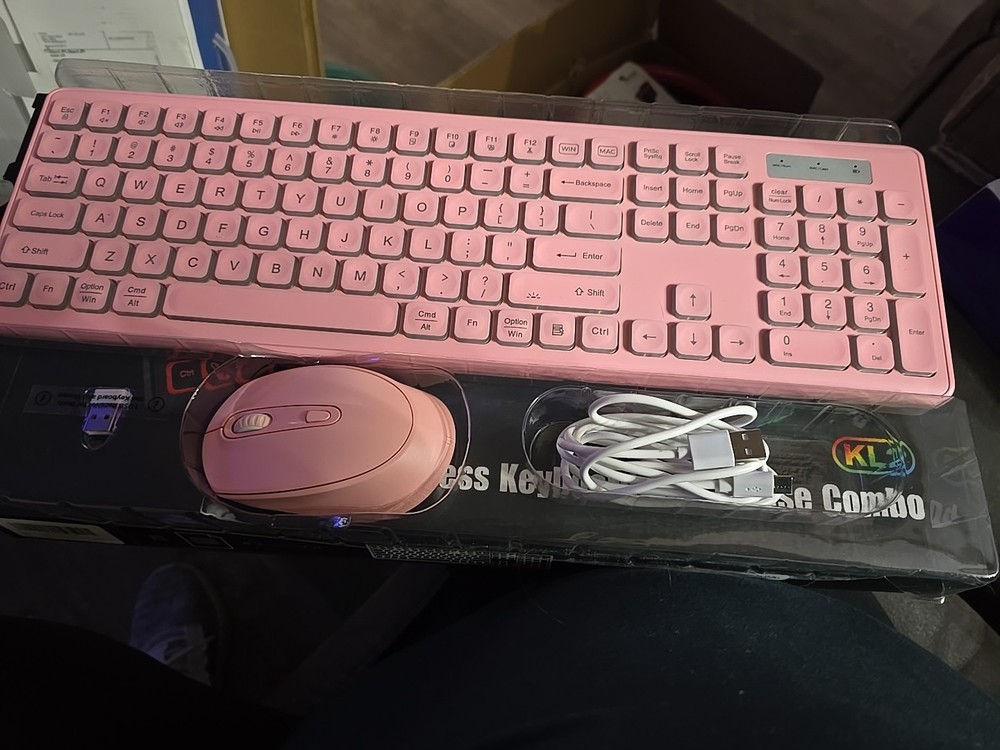 RGB Backlit KL2 Light up Rechargeable Wireless Keyboard & Mouse Combo Set NIB