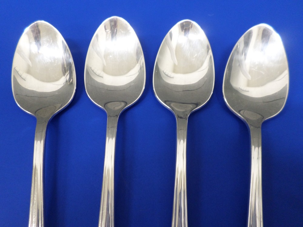 4 - Oneida Community SILVER CLARETTE Glossy Silverplate Flatware 6" TEASPOONS
