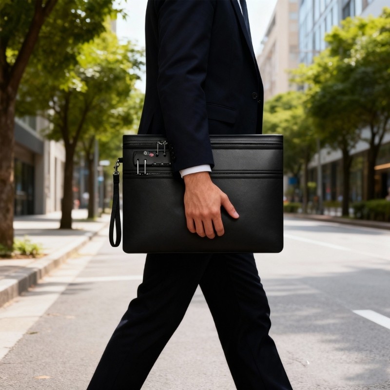 Secure Flame Immune File Bag with Passcode Hook Double Slide Compartments