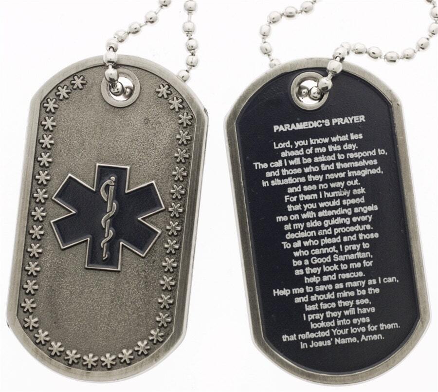 Paramedic Prayer Star Of LifeEmergency Medical Services Dog Tag