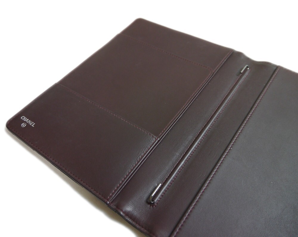 Authentic CHANEL Notebook cover lambskin COCO mark Leather #4174