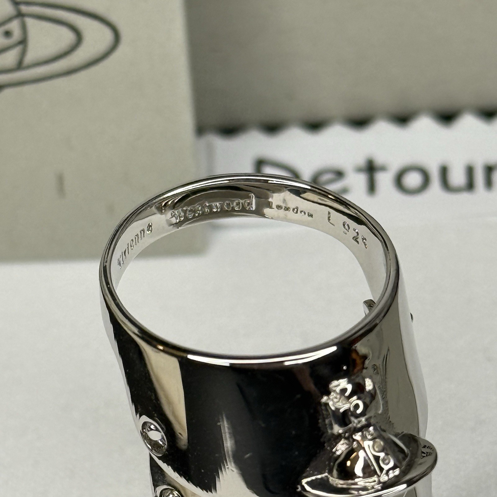 Vivienne Westwood Silver Metal Armor Ring Size 6-8 WITH BOX
