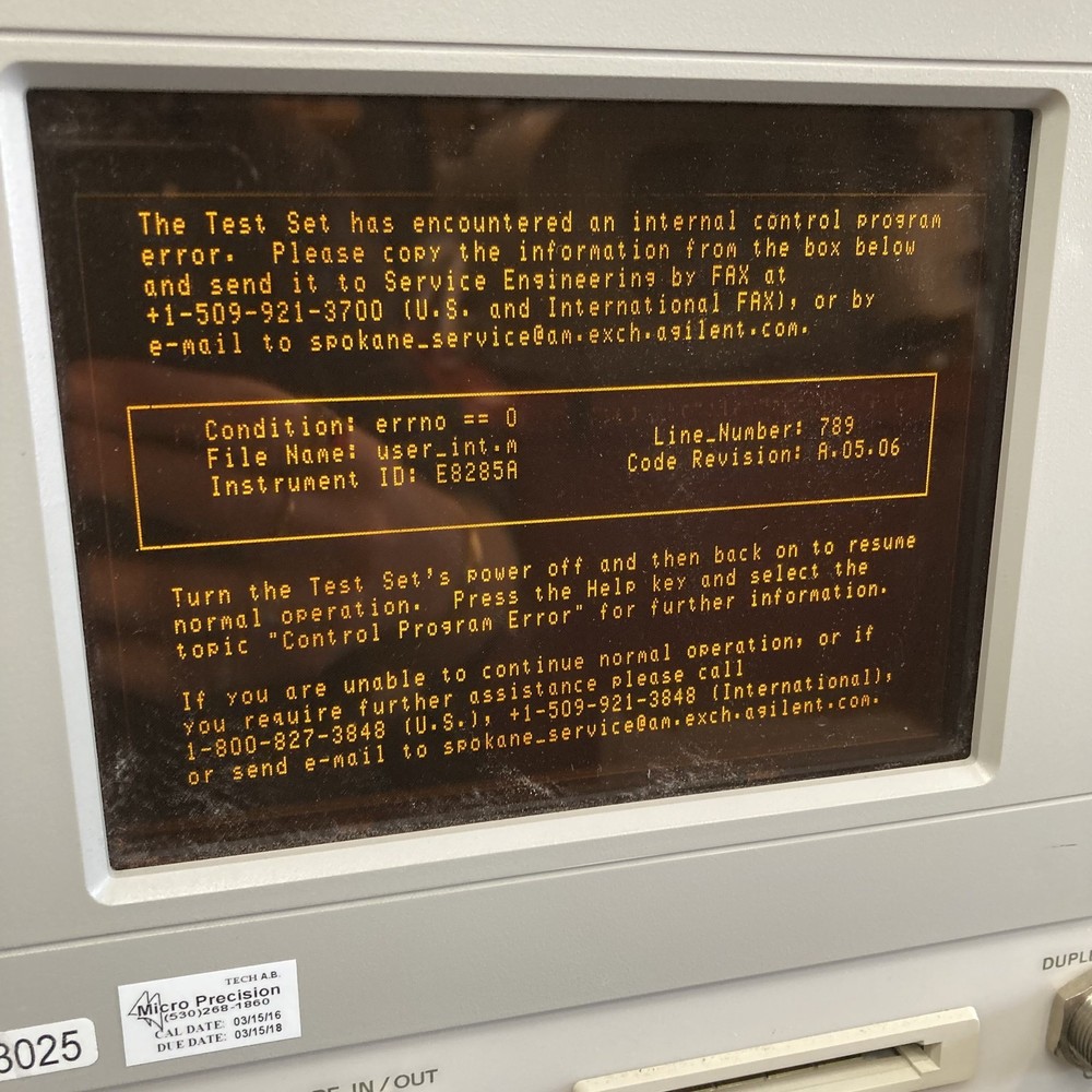 Agilent E8285A CDMA Mobile Station Test Set Not Working Error 0040